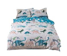 lausonhouse 100% Baumwolle Dinosaurier Print Bettbezug Set für Kinder Betten, baumwolle, multi, Volle Größe