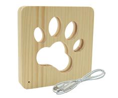 Kögler AmbiWood, LED Holzschnittlampe Pfote, Dekolampe aus Holz mit warmweißem Licht, mit USB-Stromkabel und Schalter, ca. 19 x 19 x 3 cm groß, für ein stimmungsvolles Ambiente, bunt
