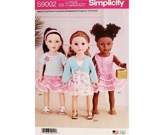 Simplicity S9002 Schnittmuster für Puppenkleidung, Papier, Weiß, 46 cm