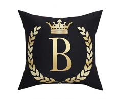 BLEUM CADE Schwarz Kissenbezug Überwurf Kissenbezug English Alphabet Überwurf Kissenbezug Moderne Kissenhülle Quadratische Kissenbezug Dekoration für Sofa Bett Stuhl Auto 18 x 18 Black B-1