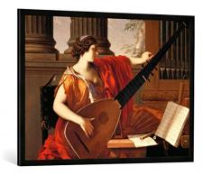 Gerahmtes Bild von Laurent de La Hyre Die Muse Euterpe, Allegorie der Musik, Kunstdruck im hochwertigen handgefertigten Bilder-Rahmen, 100x70 cm, Schwarz matt