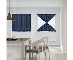 PICCOCASA Eleganter Verdunkelungsvorhang für französische Türen, Verdunkelung, mit Raffhaltern, 2 Paneele W54 x L40 Inch Marineblau