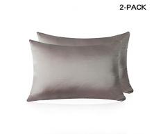 HISEN HOME Kissenbezug, 100% Maulbeerseide, für Haar und Haut, beidseitig 19 Momme Seide King helles kaffebraun