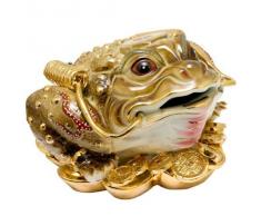 DELICATE Drei Sie die Beine Reichtum Kröte (Münzbox) -Money Frosch Feng Shui Chinesische Porzellan, Figur 06519. Height x Width x Depth: 4.4 x 6.8 x 6.2 inches Braun