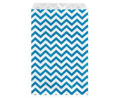 888 Display USA – Chevron Papier Shopping Sales Tragetaschen Favor Tüten Geschenktüten Geburtstag Hochzeit Ostern Reveal Party Baby Dusche (100 Zählen) 5 x 7 blau