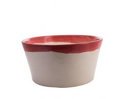 Cala Living Salatschüssel groß mit Details, Keramik, Weiß/Bordeaux, 30 cm