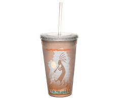 cc33094 Klassischer Südwester Kokopelli von Mike rangner Künstlerische Traveler doppelwandige Cool Tasse mit wiederverwendbarer Strohhalm, 473 ml