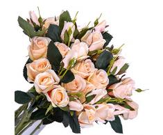 Kimuras Cabin Rosen, künstliche Blumen, Seidenrosen, Blumenstrauß für Zuhause, Hochzeit, Party, Dekoration, 4 Stück champagnerfarben