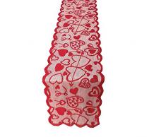 boyspringg Weihnachts-Stickerei Tischläufer mit Quasten, Stechpalmenblatt-Stickerei, Landhausstil, Rot mit Blumenmuster, waschbar für Weihnachts- und Hochzeitsdekorationen 1 x Tischläufer.