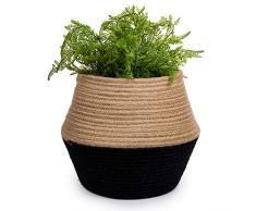 Truu Design Pflanzkorb aus natürlichem Juteseil mit schwarzem Boden, 25 x 32 cm