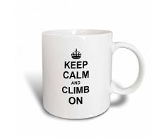 3dRose Keep Calm Carry On Climbing-Gift für Kletterer lustig Funny Humorous-Magic, Kaffeebecher, Keramik, Schwarz, 10.16 cm x 7,62 x-Uhr
