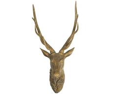 K&K Interiors 13063A Wandhalterung Hirschkopf aus Kunstharz, 91,4 cm, Hellbraun