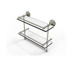 Allied Messing P1000–2 TB/16-gal-pni 40,6 cm Galerie Doppel Glas Regal mit Handtuchhalter Bar, Nickel poliert