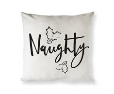 Die Baumwolle und Segeltuch CO. Weihnachten, Holiday Home Decor Kissenbezug, Kissenbezüge, Kissenhülle und dekorativer Überwurf-Kissenbezug (Natürliche Farbe, nicht weiß) Naughty