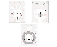Ponosir Wanddekoration für Kinderzimmer, A4, 21 x 30 cm, bezauberndes Babyzimmer, Heimdekoration, Set von 3 ungerahmten Leinwanddrucken, Geschenken, Basteln Set-15