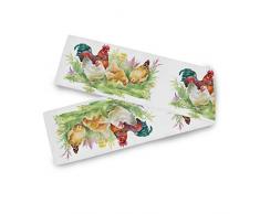 Bardic HousingMart Tischläufer, 33 x 178 cm, Hahn mit Huhn-Muster, Esszimmer, Küche, Couchtisch, Tischläufer, Hochzeit, Urlaub, Festival, Tischläufer Modern 13x90 Inch Mehrfarbig