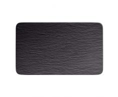 Villeroy & Boch 10-4239-2772 Manufacture Rock Multifunkionsteller rechteckig, moderner Speiseteller aus Premium Porzellan, spülmaschinenfest, schwarz