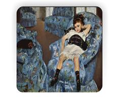Rikki Knight Mary Cassatt Art Kleine Mädchen im blauen Sessel, quadratischer Kühlschrankmagnet