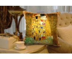 whooplaArt Eleganter Kissenbezug, Samt, quadratisch, G.Klimt, Repro-Artwork auf beiden Seiten, optionale Größen 18X18(45X45CM) Mehrfarbig