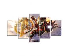 AtfArt 5 Stück Iron Man Marvel Avengers Super Alter Super Alter für Wohnzimmer Leinwand Home Decor Leinwand Kunst Wand (Kein Rahmen) ungerahmt HB34 127 x 76,2 cm