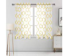 DWCN marokkanische Vorhänge aus Leinen, durchscheinend 45 inch gelb