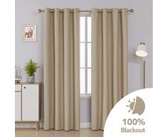 Deconovo 100% Verdunkelungsvorhang Thermoisoliert Ösen Top Room Verdunkelung Deko Fenster Vorhänge Set von 2 Paneelen 52 x 84 Inch Khaki