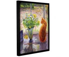 Artwall Kunstdruck auf Leinwand Timothy Easton s gestreift Krug mit Spring Flowers 14x18
