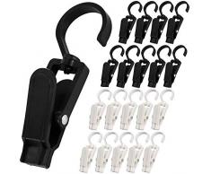 KABB Wäscheklammer, 10,9 cm, superstarker Kunststoff, drehbar, für Strand/Lounge-Stühle, hält Ihr Handtuch, Kleiderbügel von Wegblasen, Weiß + Schwarz