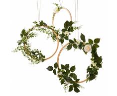 LING s Moment Spring Summer grünen Hochzeit Handarbeit Vine Kränzen Set von 3 oder 6 Hochzeit Decor Rustikal Hochzeit Hintergrund Kunstpflanze Rosen Blumen Girlande Woodland Hochzeit Dekoration Blumenmuster Creolen weiß