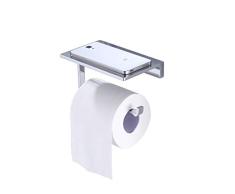 SANLIV Toilettenpapier-Halter mit Handy Regal in massiv Messing Hotel Style Chrome