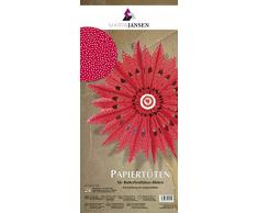 MarpaJansen Papiertüten für Deko-Sterne/Blüten - Bastelset - Butterbrottüten - (10 x 22 cm, 24 Stück) - inkl. Bastelanleitung - rot mit weißen Pünktchen