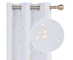 Deconovo Verdunkelungsvorhang Folie bedruckt Zweige Muster Vorhänge Ösen Lichtblocking Fenster Vorhänge für Wohnzimmer 2 Panels, weiß, 42 x 54 inch