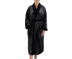 Gözze Damen und Herren Bademantel mit Schalkragen, Seiden-Feeling, Größe XL, Anthrazit, 20014-91-4