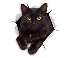 Winston & Bear 3D Katze Aufkleber - 2er-Pack - freche schwarze Katze Aufkleber für Wand, Kühlschrank