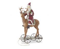 K&K Interiors 53491A Weihnachtsmann reitet Rentier, 63,5 cm, Braun