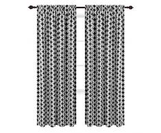 Deconovo Vorhänge mit Gittermuster, für Gardinenstangen, wärmeisoliert, Verdunkelungsvorhänge für Kinderzimmer, 132,1 x 241,9 cm, Schwarz