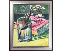 La Pastiche Ölgemälde mit Mandelzweig in Glasrahmen, 38,1 x 33,8 cm, Mehrfarbig