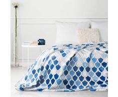 Design91 Decke Wohndecke Sofadecke Sesseldecke Kuscheldecke Bettüberwurf Kloe Set Wohnzimmer, Polyester, Dunkelblau, 200x220 cm