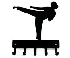 The Metal Peddler Karate Kick Female Schlüsselbrett Leine Aufhänger Small 6 inch Wide schwarz