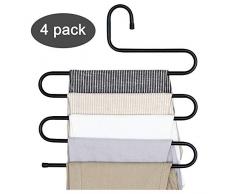 V-Glanz Hosenbügel Mehrschichtiger S-Style Jeans Hosenbügel Kleiderbügel Kleiderschrank Edelstahl Rack Platzsparend für Hosen Jeans Schal (4 Stück)