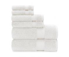 Briarwood Home Zero Twist Plüsch 6 Stück Badetuch Set, 100% Extra weiche Twist Baumwolle Badetücher Handtücher und Waschlappen White Sand