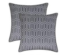 Brawarm Kissenbezüge, gemütlich, Fleece, für Couch/Bett, Sofa, massives Zickzack-Muster mit paspelierten Kanten, wunderschöner Druck, 2 Stück Modern 20 X 20 Inches - 2 Pcs dunkelgrau