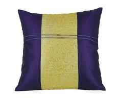 Tom Barrington Home Kissenbezug aus Seide, Violett, Elfenbein und Goldbrokat, 45,7 x 45,7 cm 16 x 16 gelb