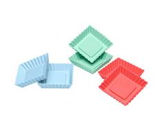 Lurch FlexiForm Tortelett Quader Silikonbackformen, 6er Set, Silikon, Pastel Mix, 8.5 x 8.5 x 2 cm