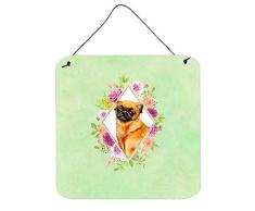 Carolines Treasures Brabant Griffon Green Flowers Türaufhänger Wanddekoration, Mehrfarbig