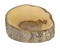 Holzschale, aus Olivenholz, mit Borke, rund, Fair Trade, handgefertigt