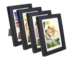 4 x Echt Glas Holz Rahmen schwarz fit 12,7 x 17,8 cm, 1 Matte mattierte Fit Bild Bilder Foto 10,2 x 15,2 cm Desktop-Ständer oder Wand aufhängen Vertikal Horizontal Familie Dekoration 5x7 4pcs-5x7-yk-cf001(29-32)