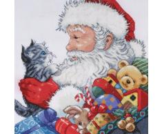 Tobin Kreuzstich-Set, Motiv Weihnachtsmann und Kätzchen, 33 x 33 cm