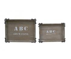 Attraction Design Holz Antik Tablett (Set von 2)