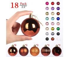 GameXcel Christbaumkugeln Ornamente für den Weihnachtsbaum – bruchsichere Weihnachtsdekoration, perfekt zum Aufhängen Medium (2.5) 18pcs Orange-Bronze